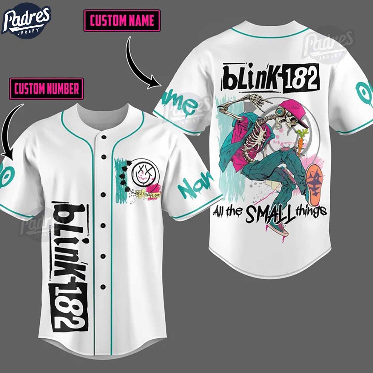 Custom Blink-182 All The Small Things Skeleton Baseball Jersey - Padres Jersey Oasis: Elevate Your Baseball Style Game