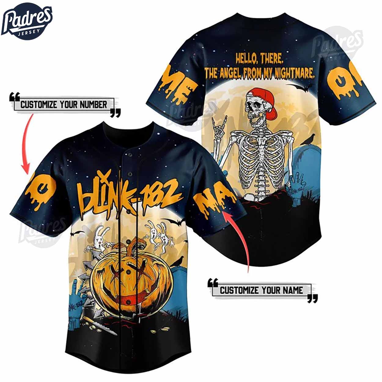 Custom Blink-182 Halloween Baseball Jersey - Padres Jersey Oasis: Elevate Your Baseball Style Game