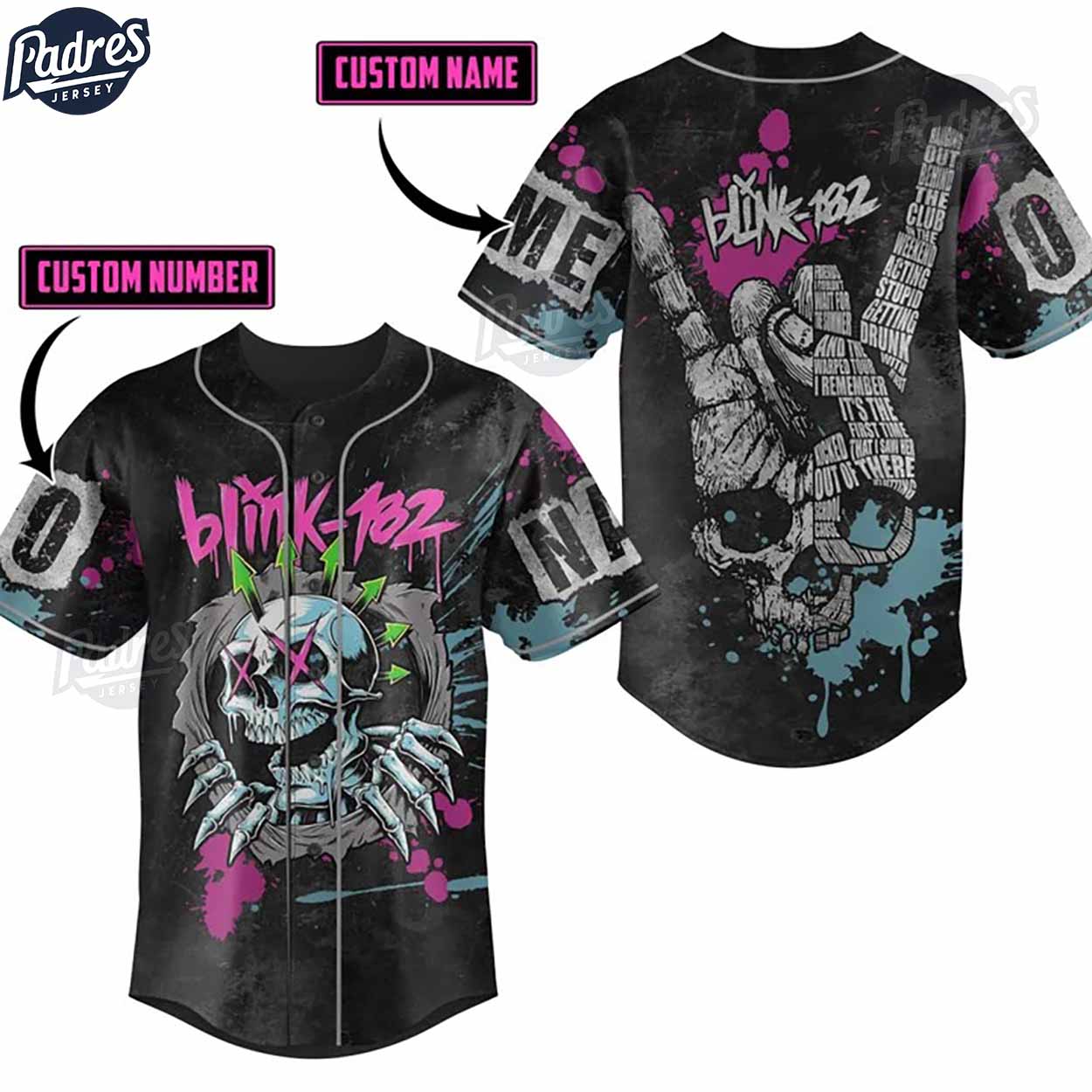 Custom Blink-182 Six Arrow Skull Baseball Jersey - Padres Jersey Oasis: Elevate Your Baseball Style Game