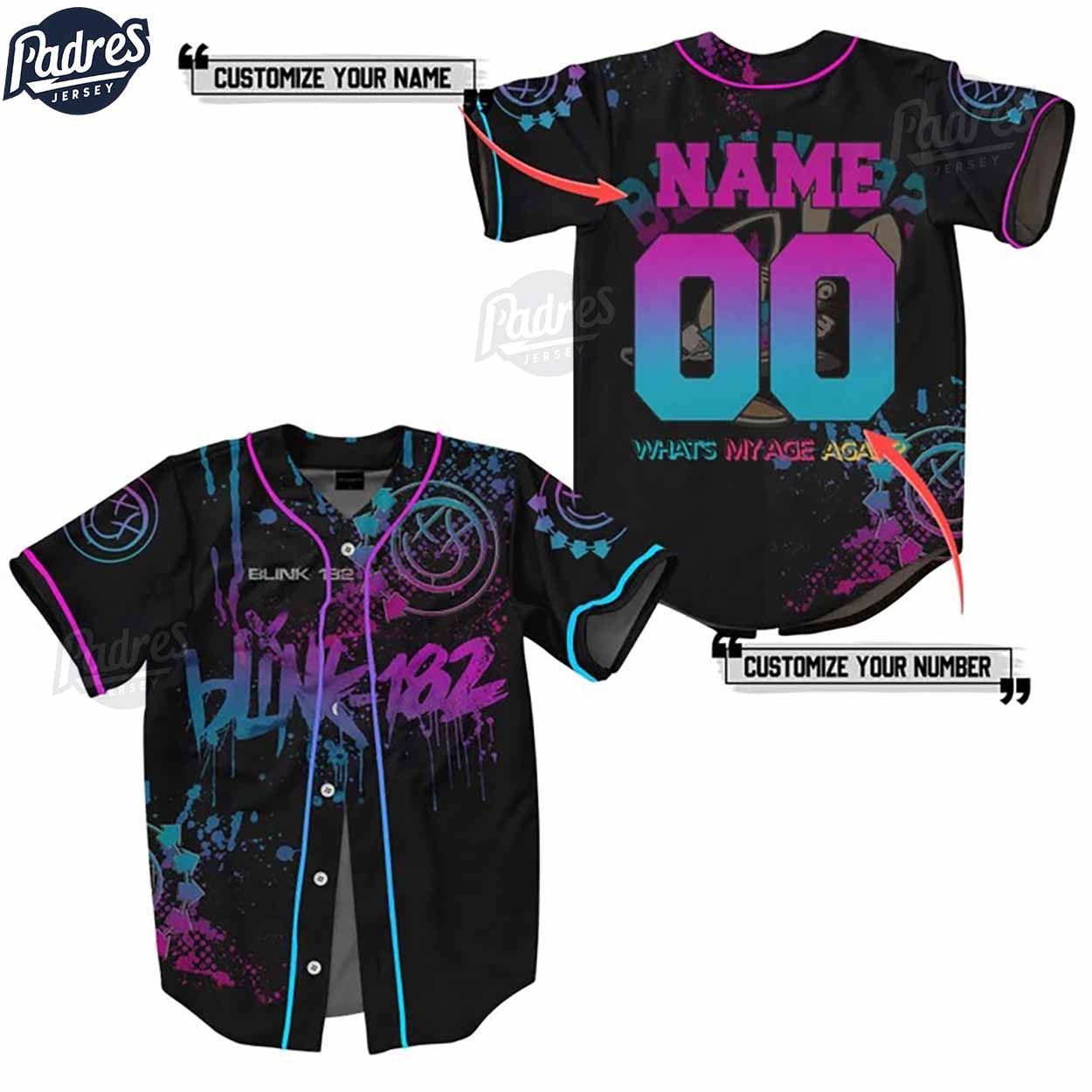 Custom Blink-182 What's My Age Again Baseball Jersey - Padres Jersey Oasis: Elevate Your Baseball Style Game