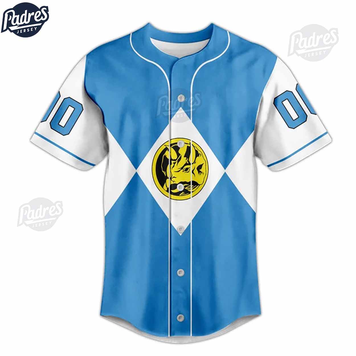 Custom Power Rangers Blue Ranger Baseball Jersey - Padres Jersey Oasis: Elevate Your Baseball Style Game