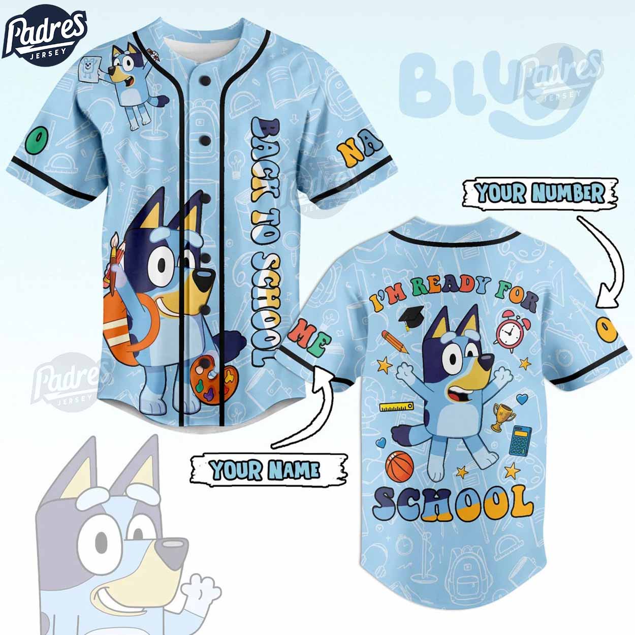 Custom Bluey 2024 Back To School Baseball Jersey - Padres Jersey Oasis: Elevate Your Baseball Style Game