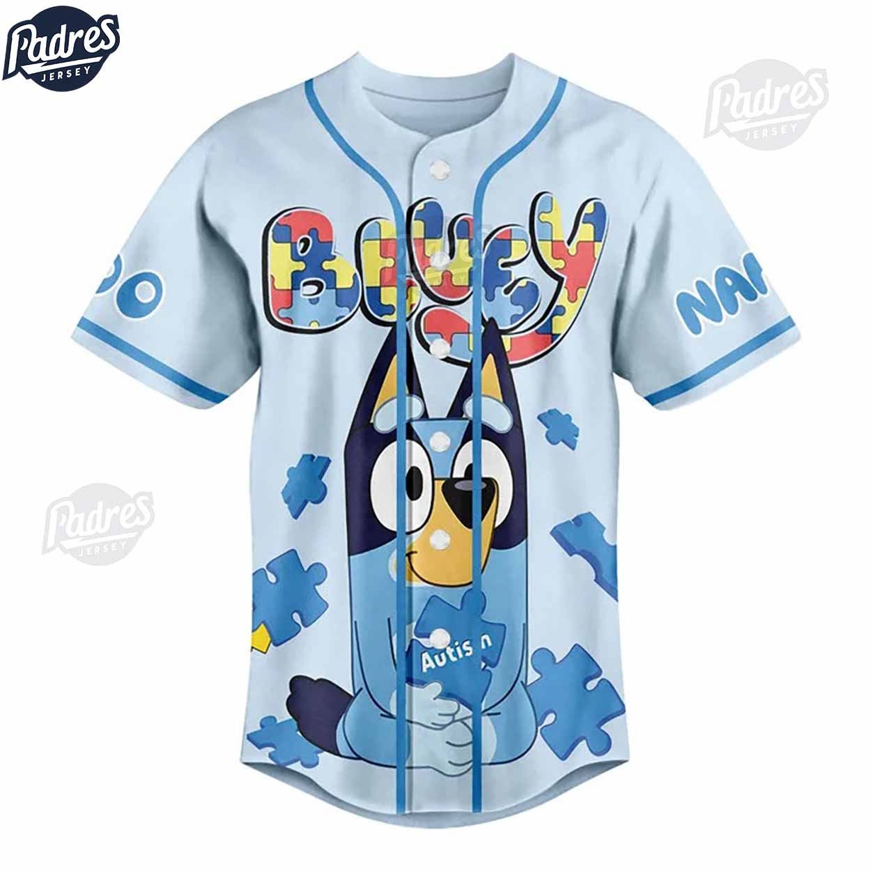Custom Bluey Autism Baseball Jersey For Kid - Padres Jersey Oasis: Elevate Your Baseball Style Game