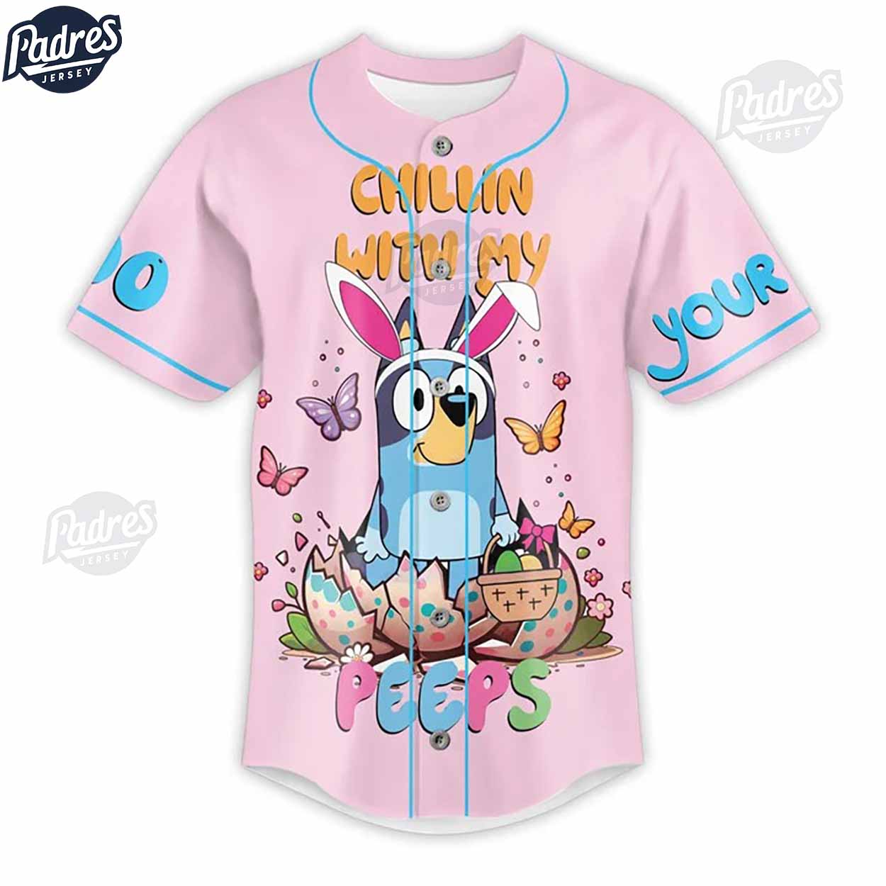 Custom Bluey Easter Baseball Jersey - Padres Jersey Oasis: Elevate Your Baseball Style Game