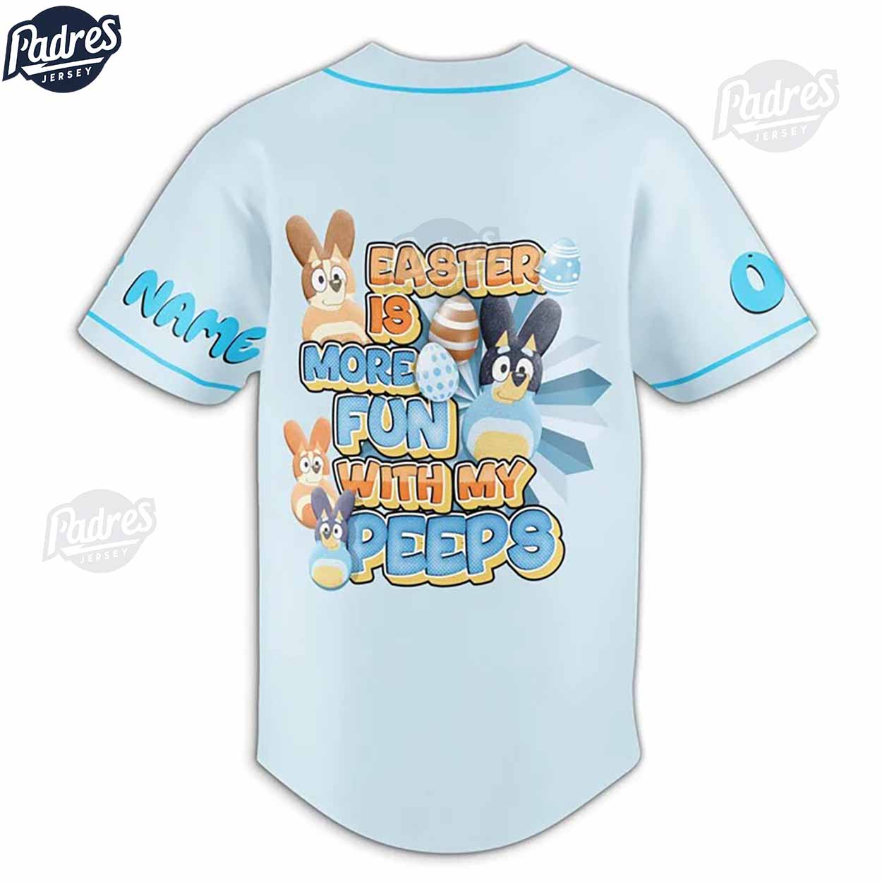 Custom Bluey Easter Is More Fun With My Peeps Chillin With My Peeps Baseball Jersey - Padres Jersey Oasis: Elevate Your Baseball Style Game