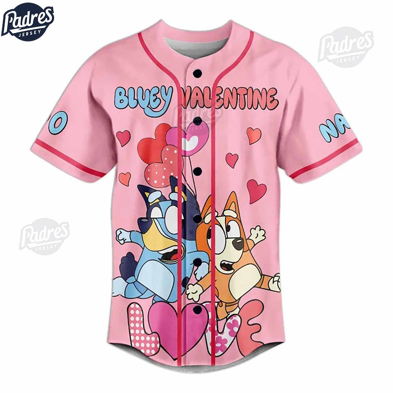 Custom Bluey Valentine Baseball Jersey - Padres Jersey Oasis: Elevate Your Baseball Style Game