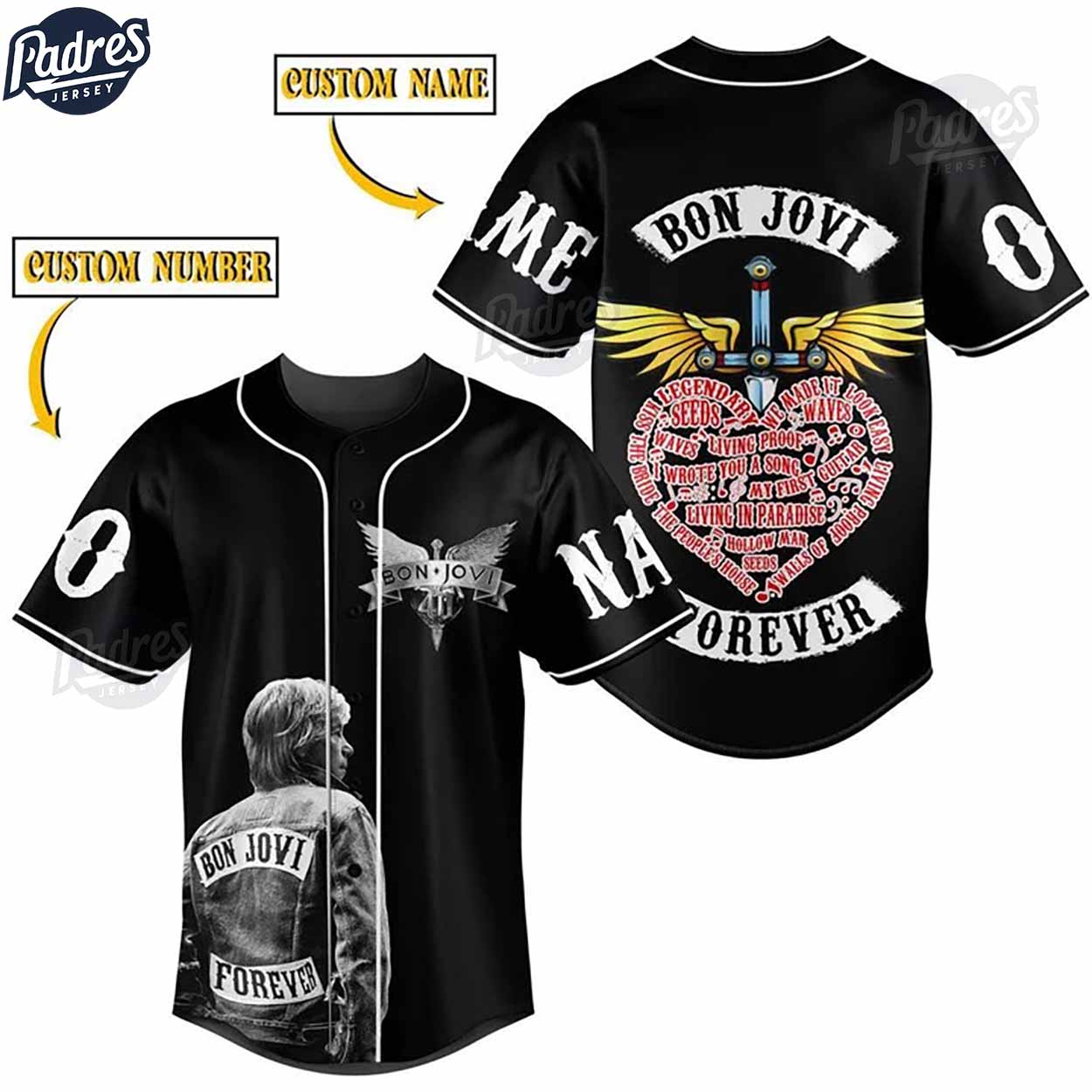 Custom Bon Jovi Forever Baseball Jersey - Padres Jersey Oasis: Elevate Your Baseball Style Game