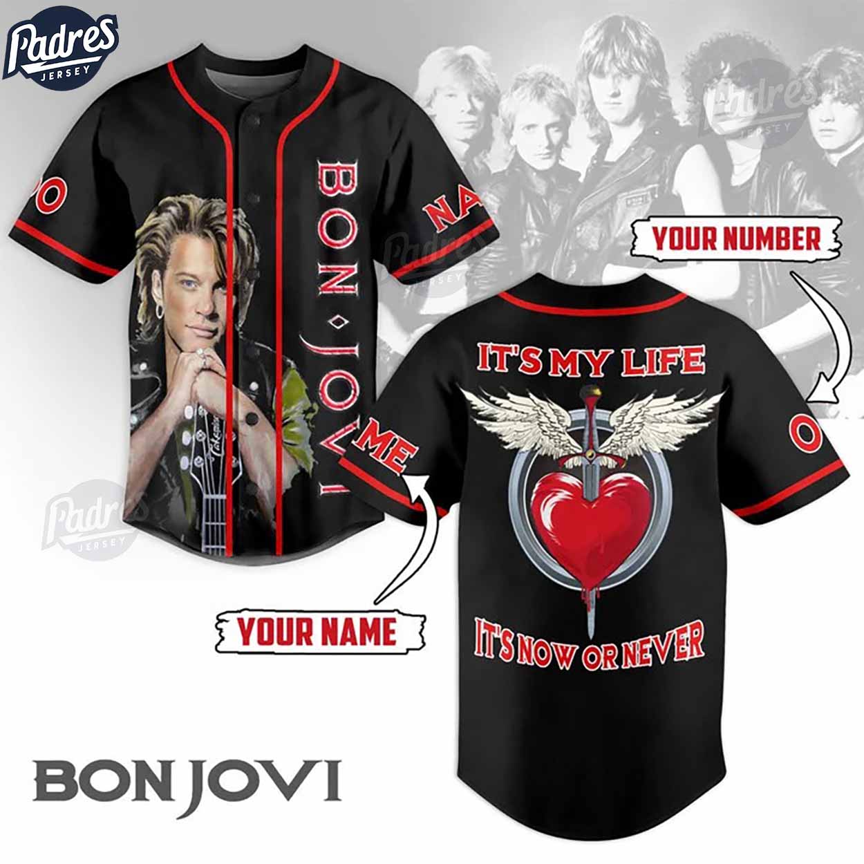 Custom Bon Jovi it's Now Or Never Baseball Jersey - Padres Jersey Oasis: Elevate Your Baseball Style Game