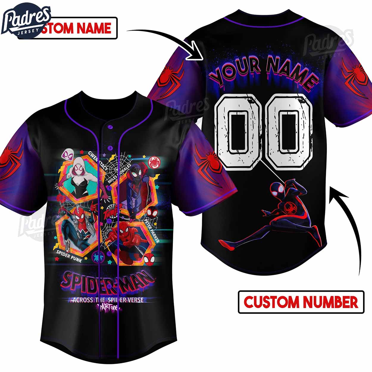 Custom Spider-Man Across The Spider-Verse Characters Baseball Jersey - Padres Jersey Oasis: Elevate Your Baseball Style Game