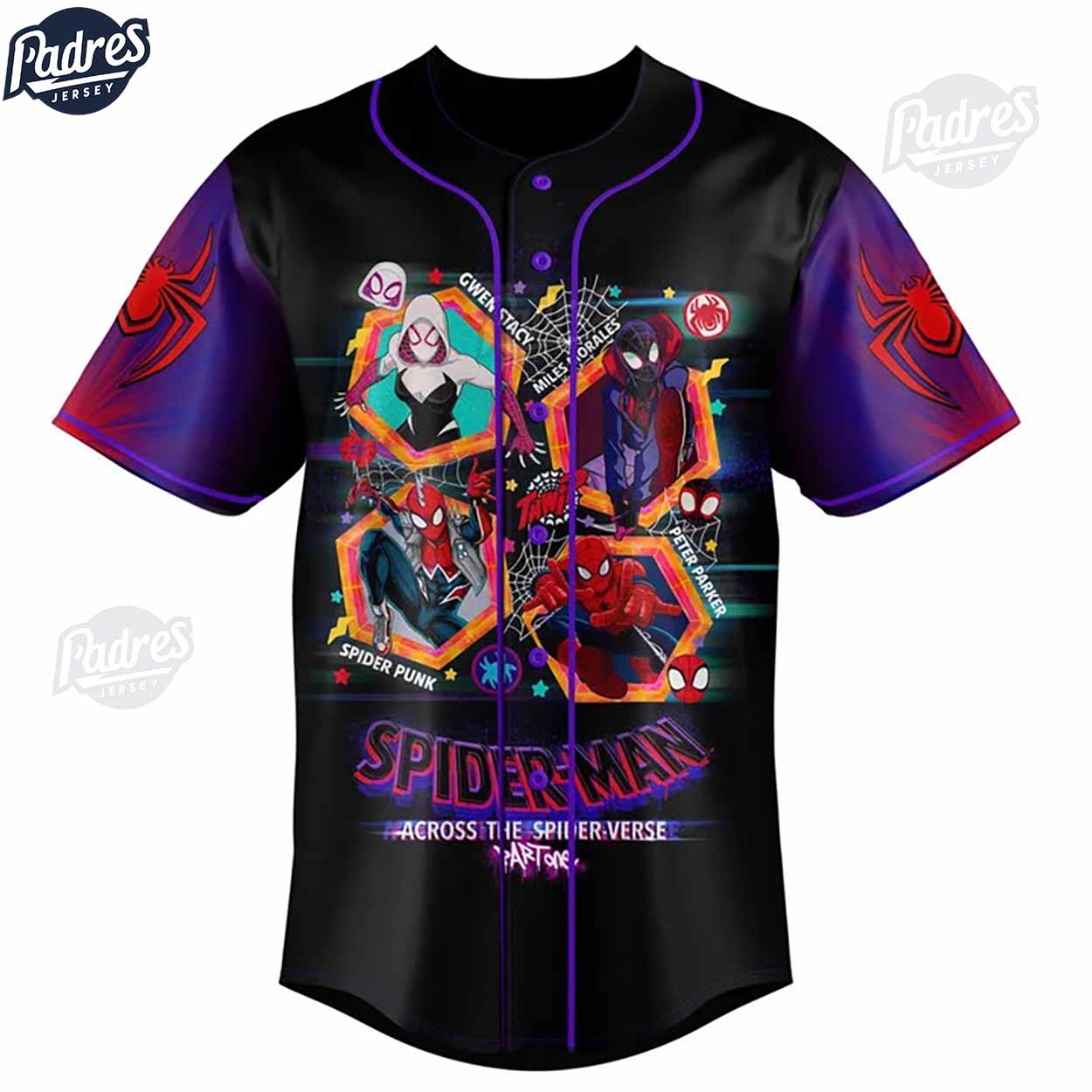 Custom Spider-Man Across The Spider-Verse Characters Baseball Jersey - Padres Jersey Oasis: Elevate Your Baseball Style Game