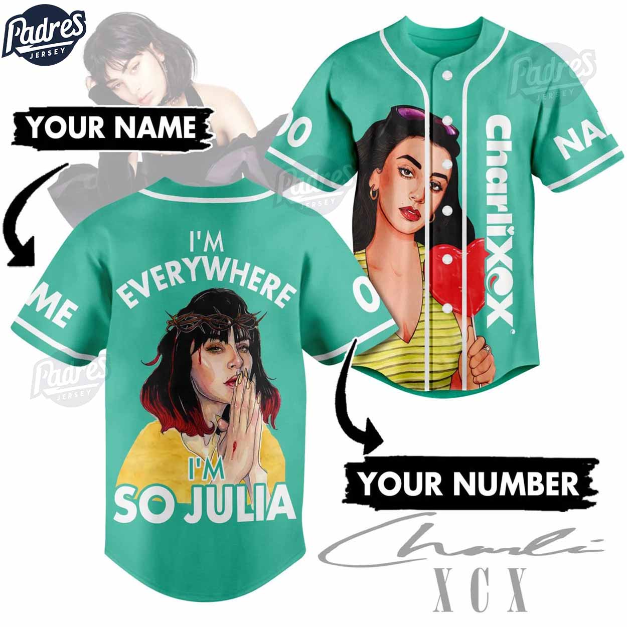 Custom Charli XCX Baseball Jersey Style - Padres Jersey Oasis: Elevate Your Baseball Style Game