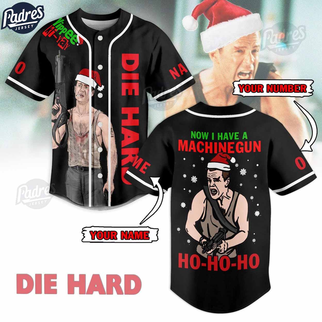 Custom Christmas Die Hard Baseball Jersey Style - Padres Jersey Oasis: Elevate Your Baseball Style Game