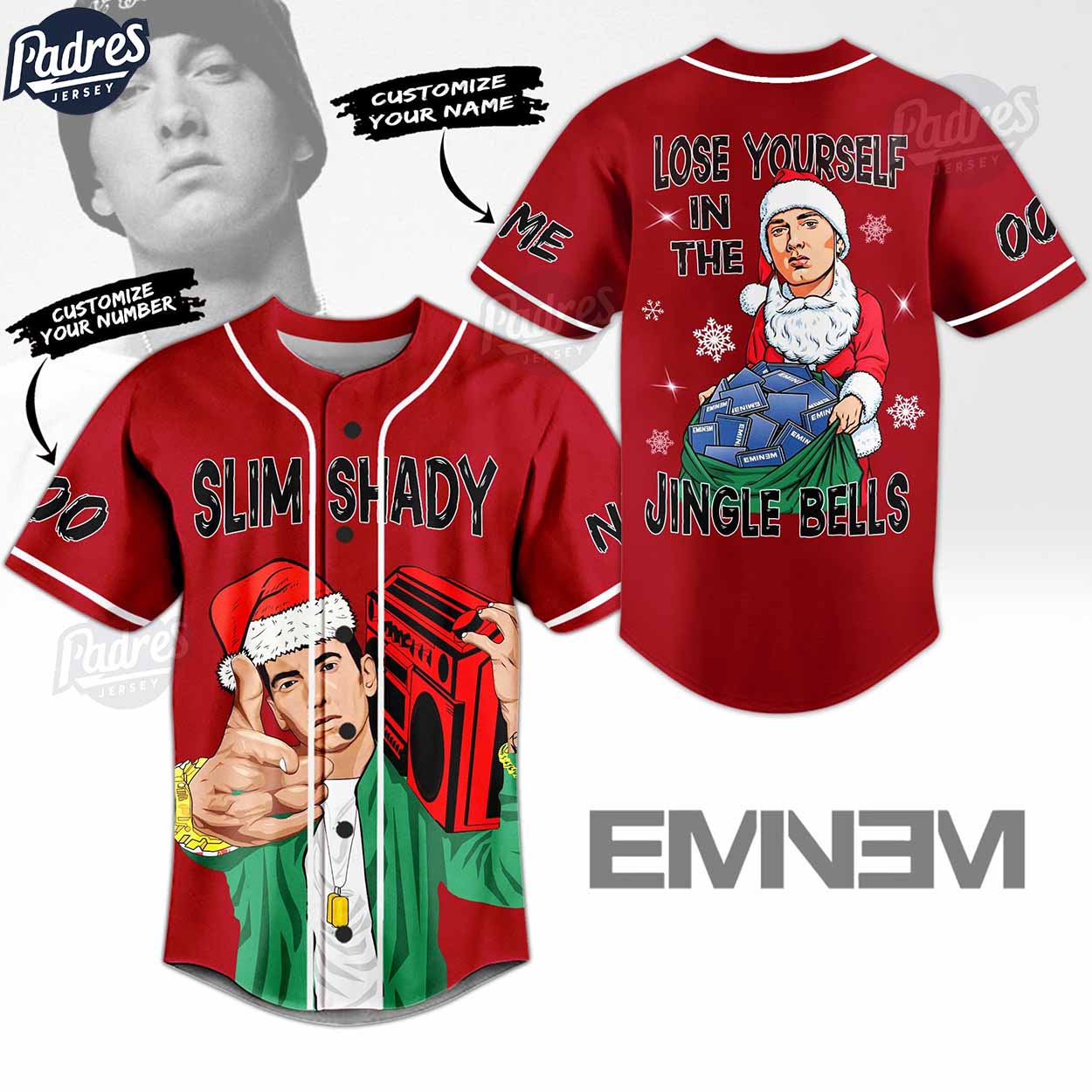 Custom Christmas Eminem Baseball Jersey Style - Padres Jersey Oasis: Elevate Your Baseball Style Game