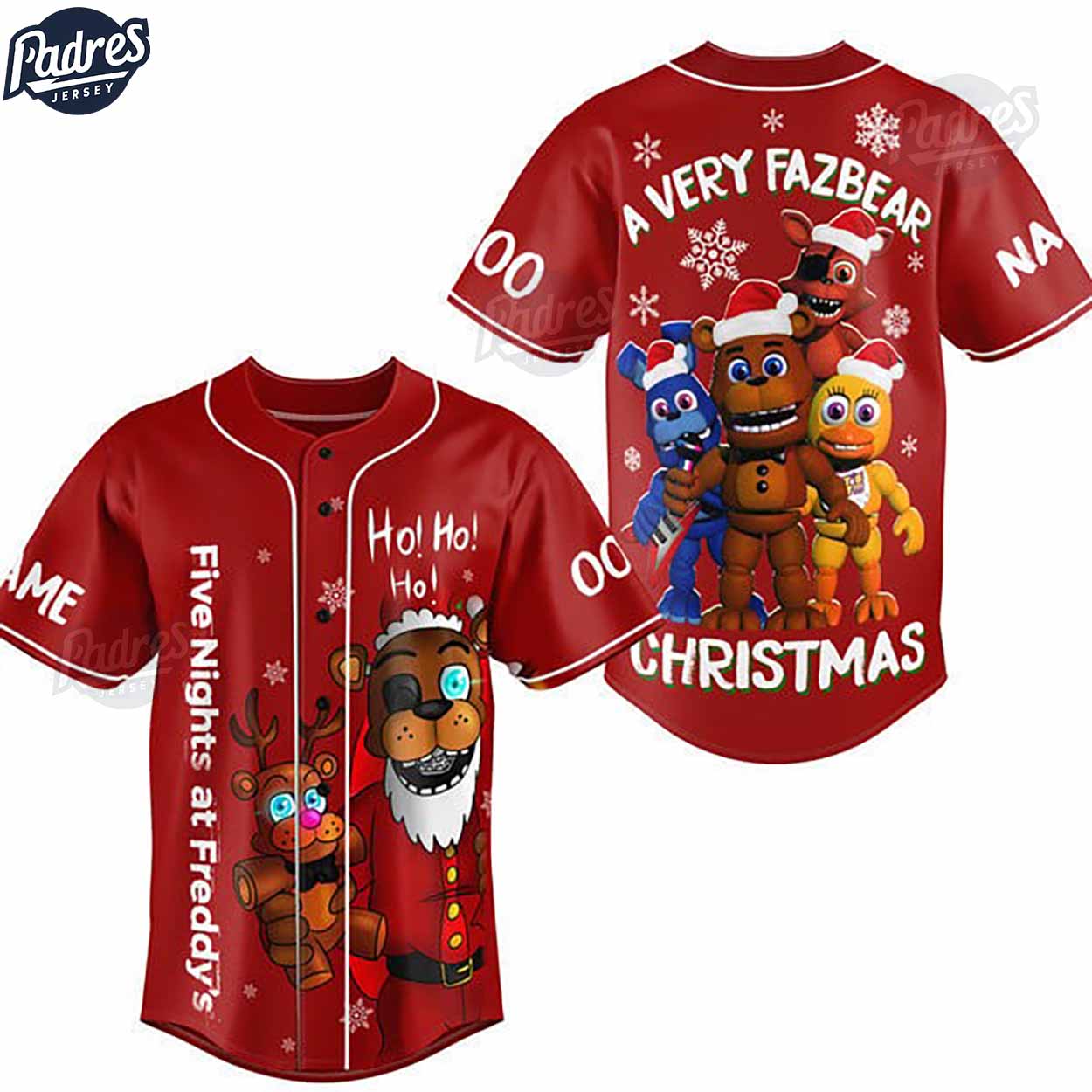 Custom Christmas Five Nights At Freddy Baseball Jersey Style - Padres Jersey Oasis: Elevate Your Baseball Style Game