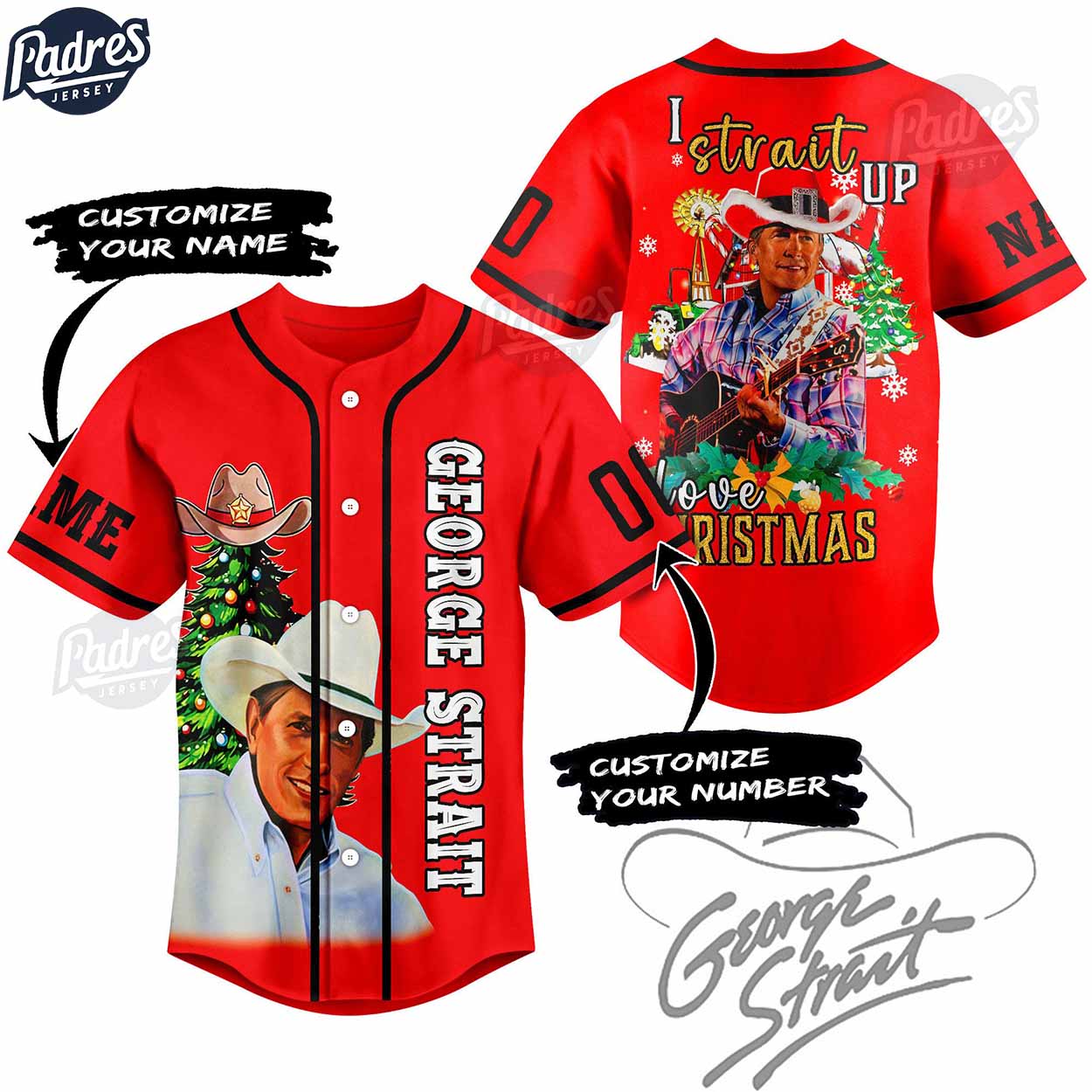 Custom Christmas George Strait Baseball Jersey Style - Padres Jersey Oasis: Elevate Your Baseball Style Game