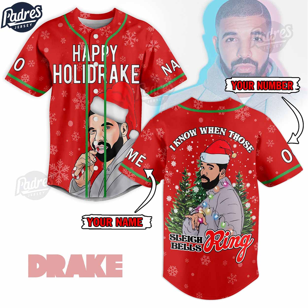 Custom Christmas Happy Holi Drake Baseball Jersey - Padres Jersey Oasis: Elevate Your Baseball Style Game