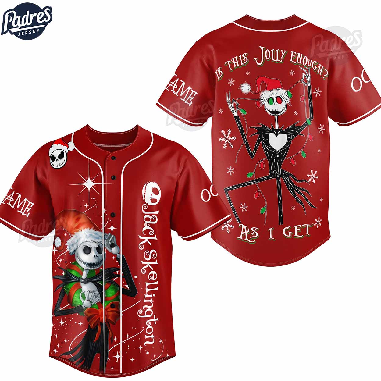 Custom Christmas Jack Skellington Baseball Jersey Style - Padres Jersey Oasis: Elevate Your Baseball Style Game