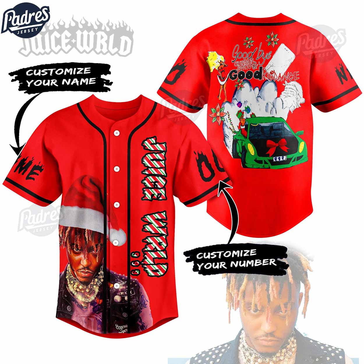 Custom Christmas Juice Wrld Baseball Jersey - Padres Jersey Oasis: Elevate Your Baseball Style Game