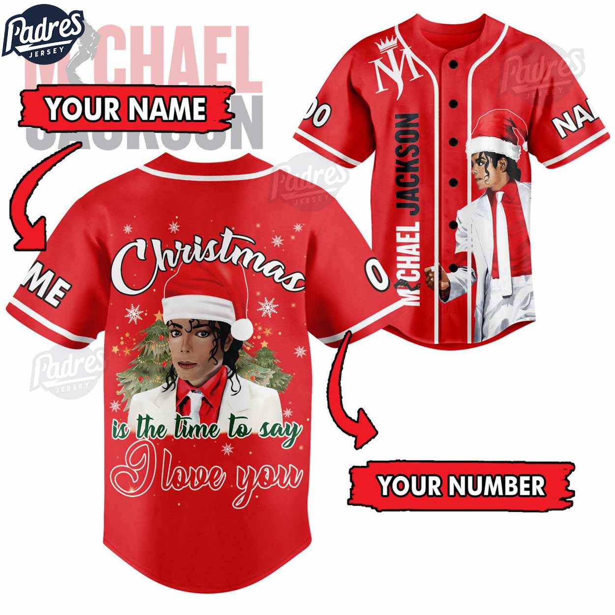 Custom Christmas Michael Jackson Baseball Jersey Style - Padres Jersey Oasis: Elevate Your Baseball Style Game