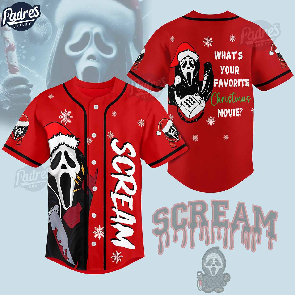 Custom Christmas Movie Scream Baseball Jersey Style - Padres Jersey Oasis: Elevate Your Baseball Style Game