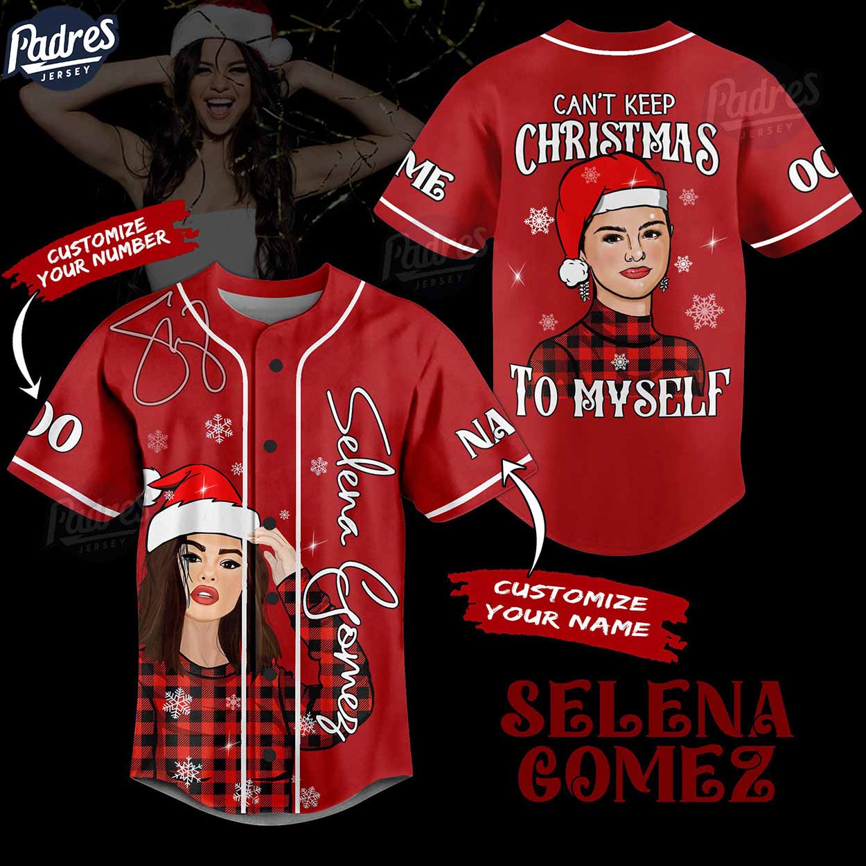 Custom Christmas Selena Gomez Baseball Jersey - Padres Jersey Oasis: Elevate Your Baseball Style Game