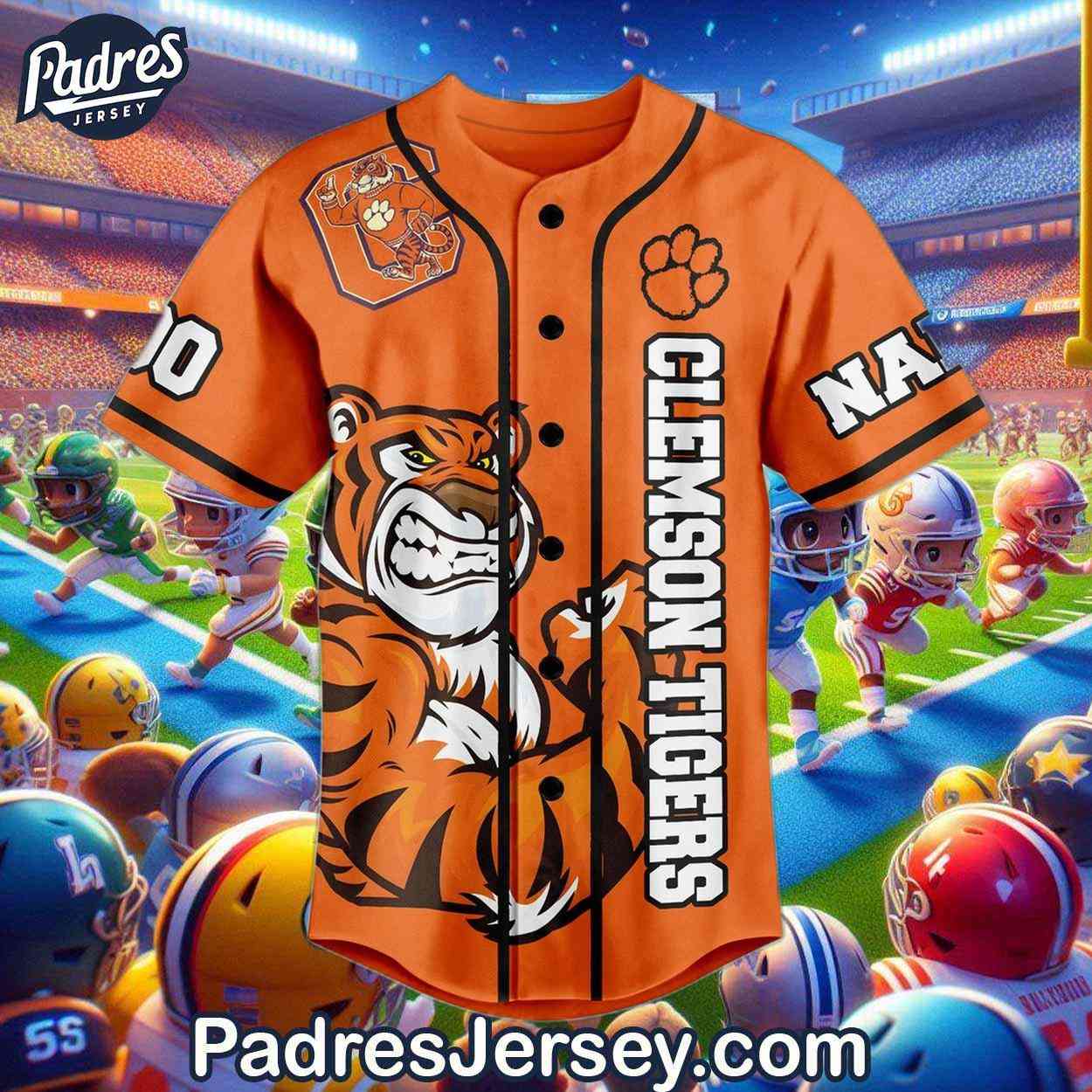 Custom Clemson Tigers Football Baseball Jersey - Padres Jersey Oasis: Elevate Your Baseball Style Game