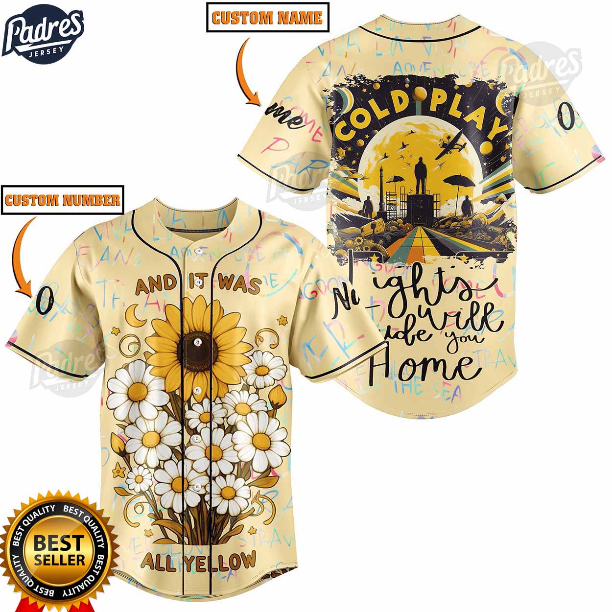 Custom Coldplay And It Was All Yellow Baseball Jersey - Padres Jersey Oasis: Elevate Your Baseball Style Game
