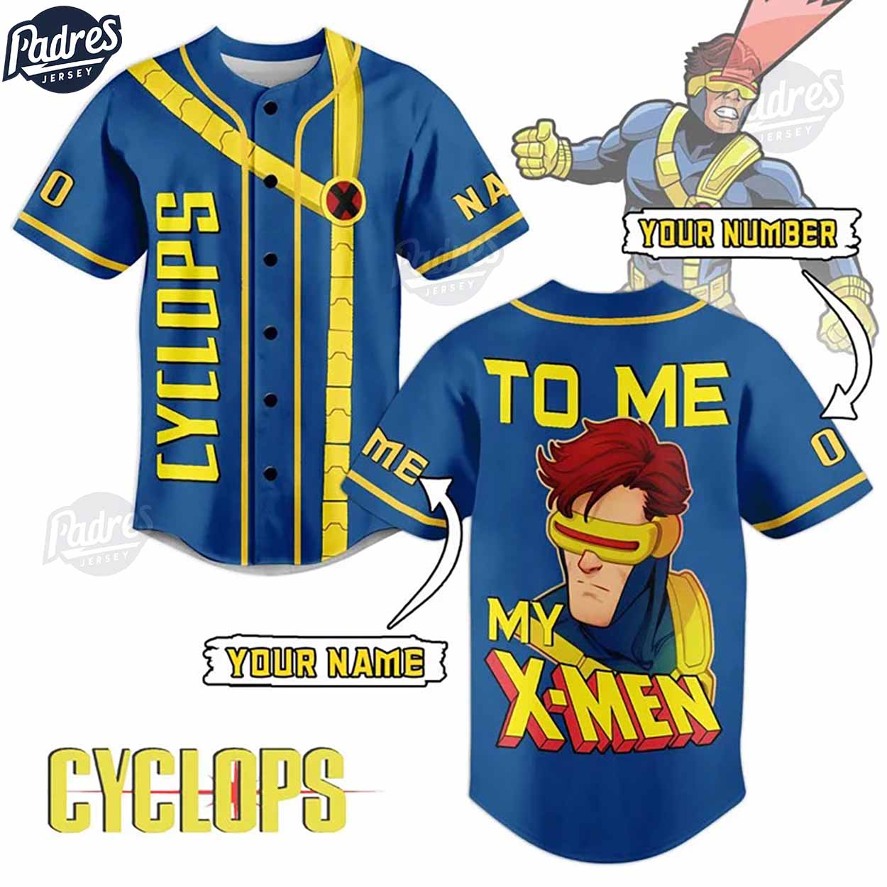 Custom Cyclops To Me X-men Baseball Jersey - Padres Jersey Oasis: Elevate Your Baseball Style Game