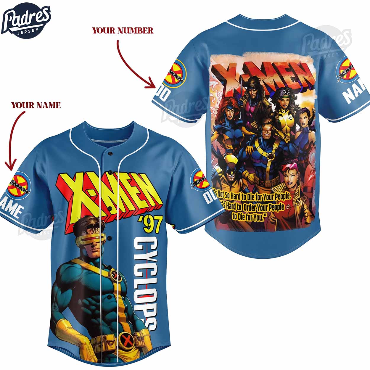Custom Cyclops X-men 97 Baseball Jersey Style - Padres Jersey Oasis: Elevate Your Baseball Style Game