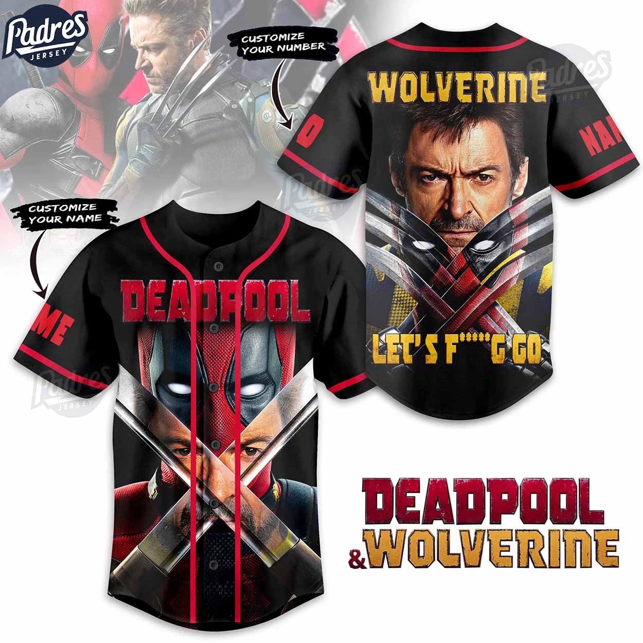 Custom Deadpool And Wolverine Lets Go Baseball Jersey - Padres Jersey Oasis: Elevate Your Baseball Style Game