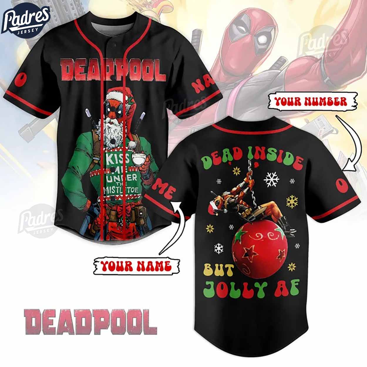Custom Deadpool Dead Inside But Jolly AF Baseball Jersey - Padres Jersey Oasis: Elevate Your Baseball Style Game