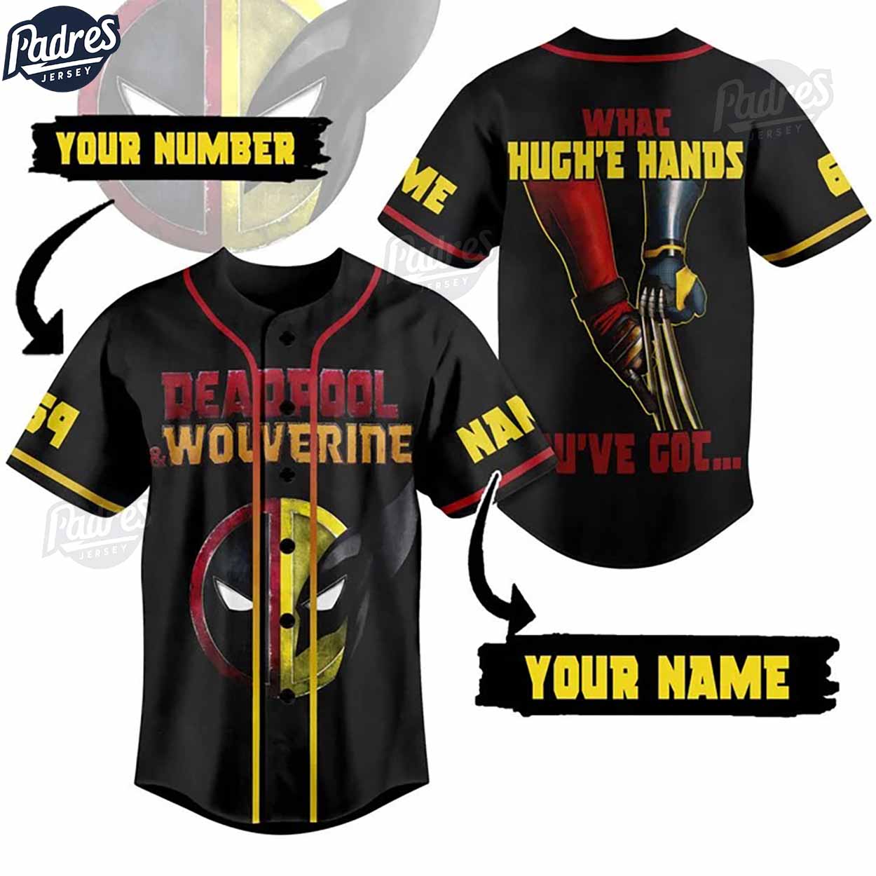 Custom Deadpool & Wolverine What Hugh'e Hands You've Got Baseball Jersey - Padres Jersey Oasis: Elevate Your Baseball Style Game