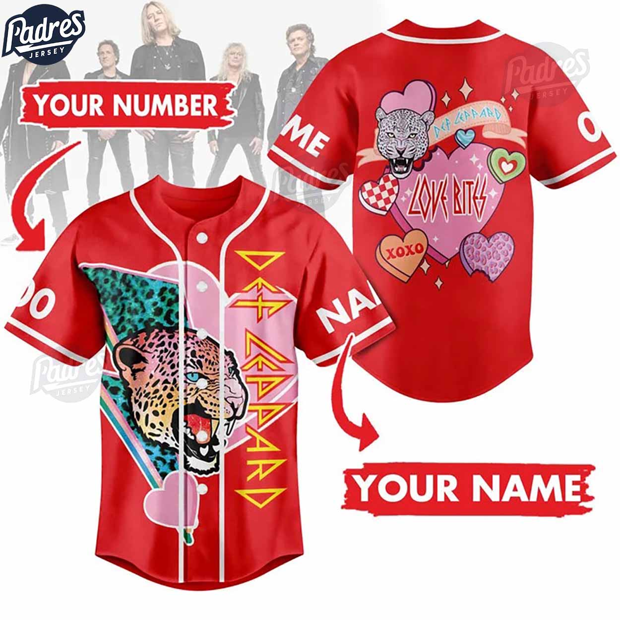 Custom Def Leppard Love Bites Valentine Baseball Jersey - Padres Jersey Oasis: Elevate Your Baseball Style Game