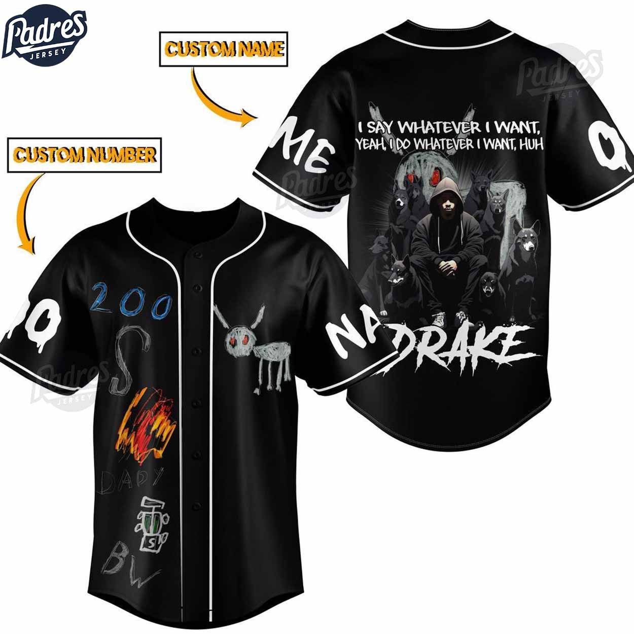 Custom Drake Black Baseball Jersey Style - Padres Jersey Oasis: Elevate Your Baseball Style Game
