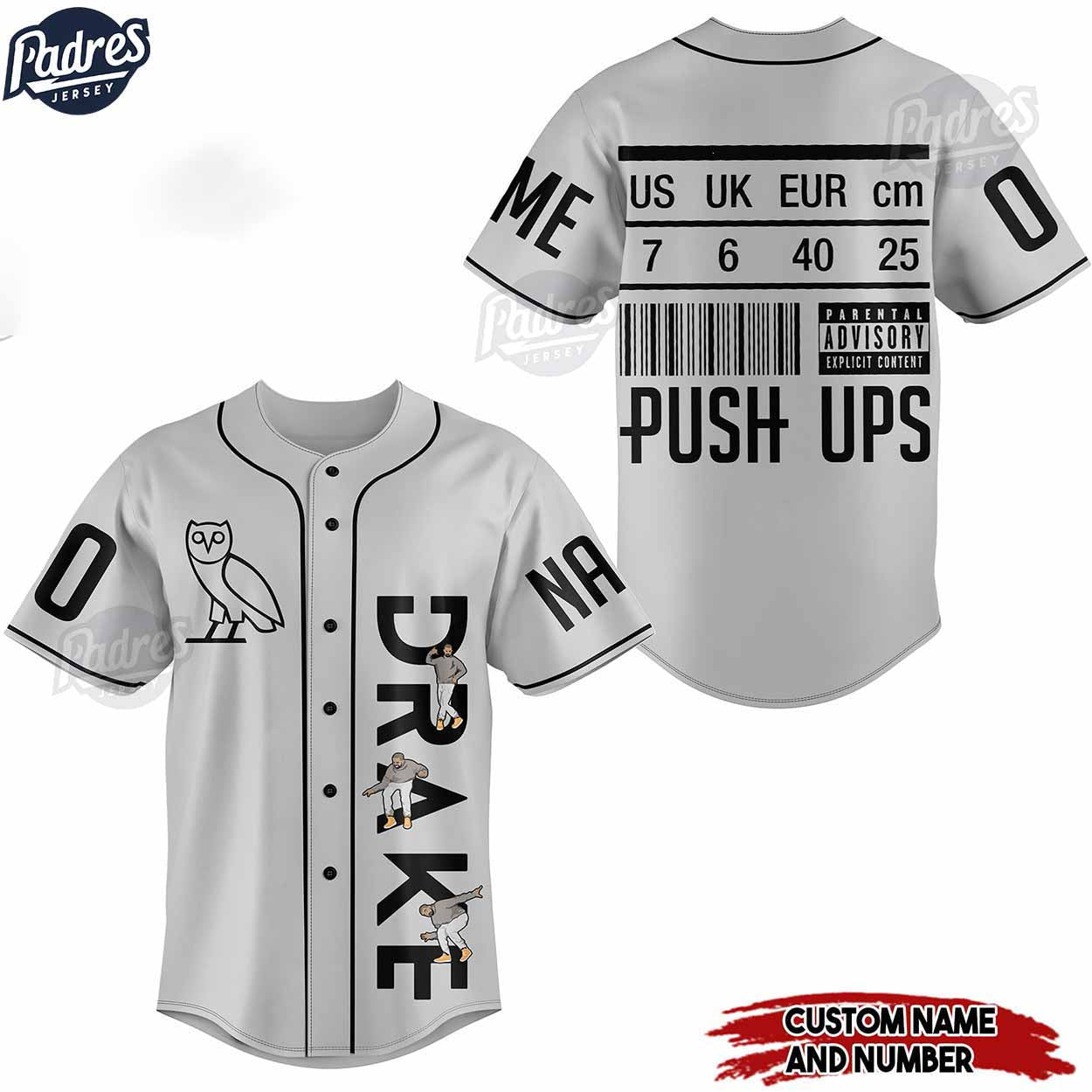 Custom Drake Push Up Baseball Jersey - Padres Jersey Oasis: Elevate Your Baseball Style Game