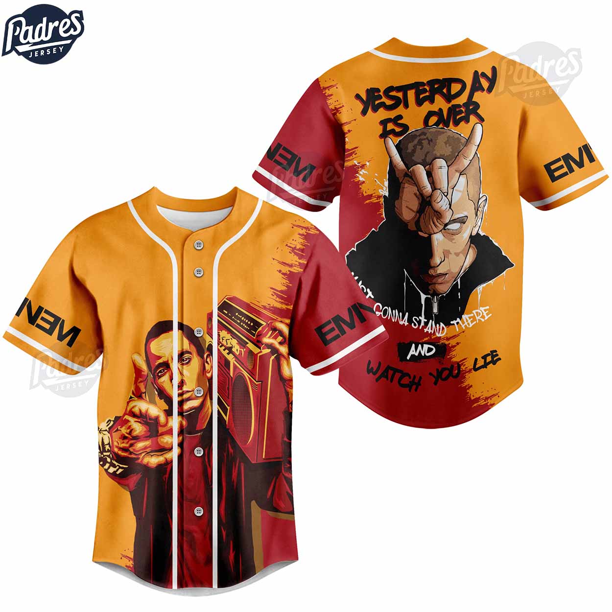 Custom Eminem Yesterday Is Over Just Gonna Stand There And Watch You Lie Baseball Jersey - Padres Jersey Oasis: Elevate Your Baseball Style Game
