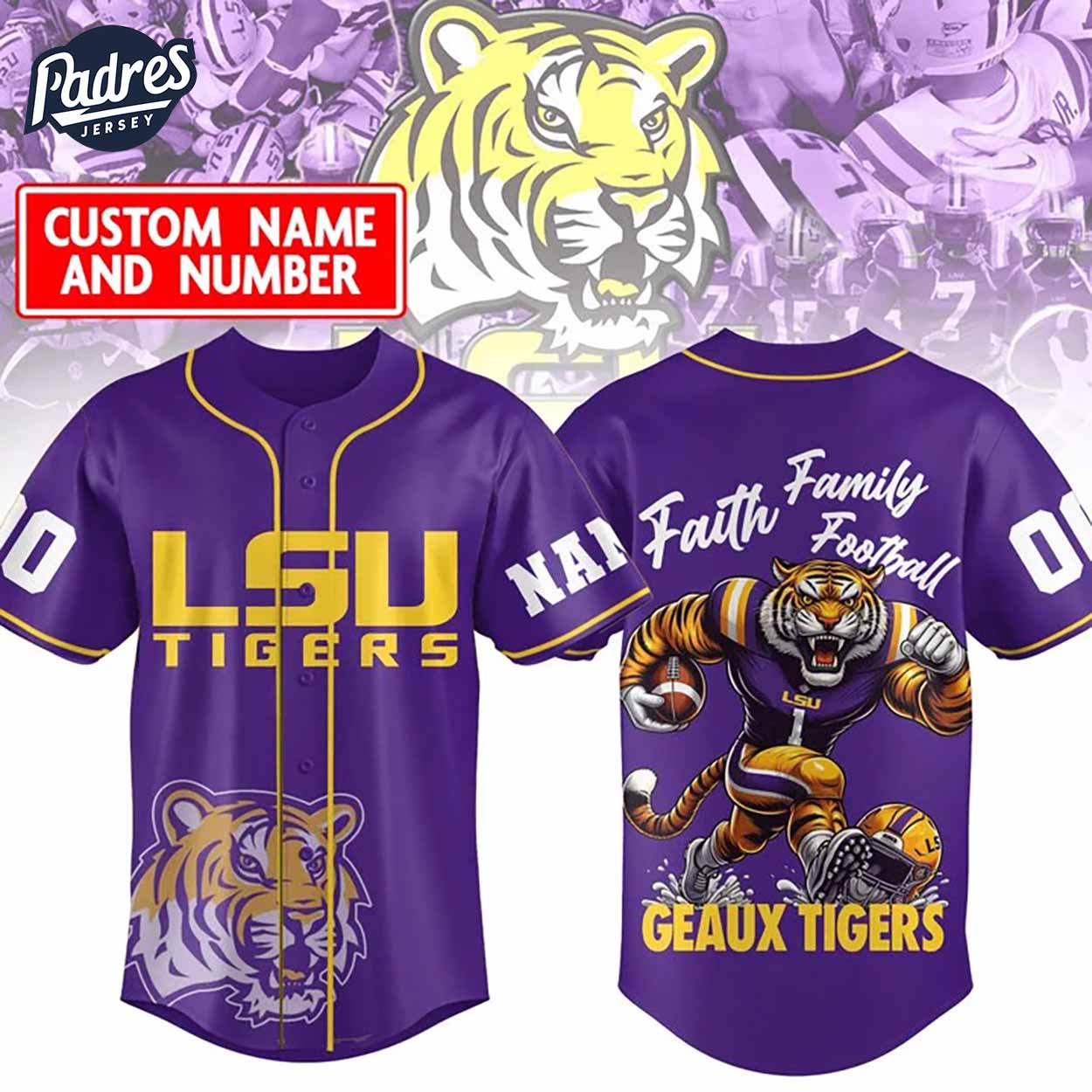 Custom Faith Family Lsu Tigers Football Baseball Jersey - Padres Jersey Oasis: Elevate Your Baseball Style Game