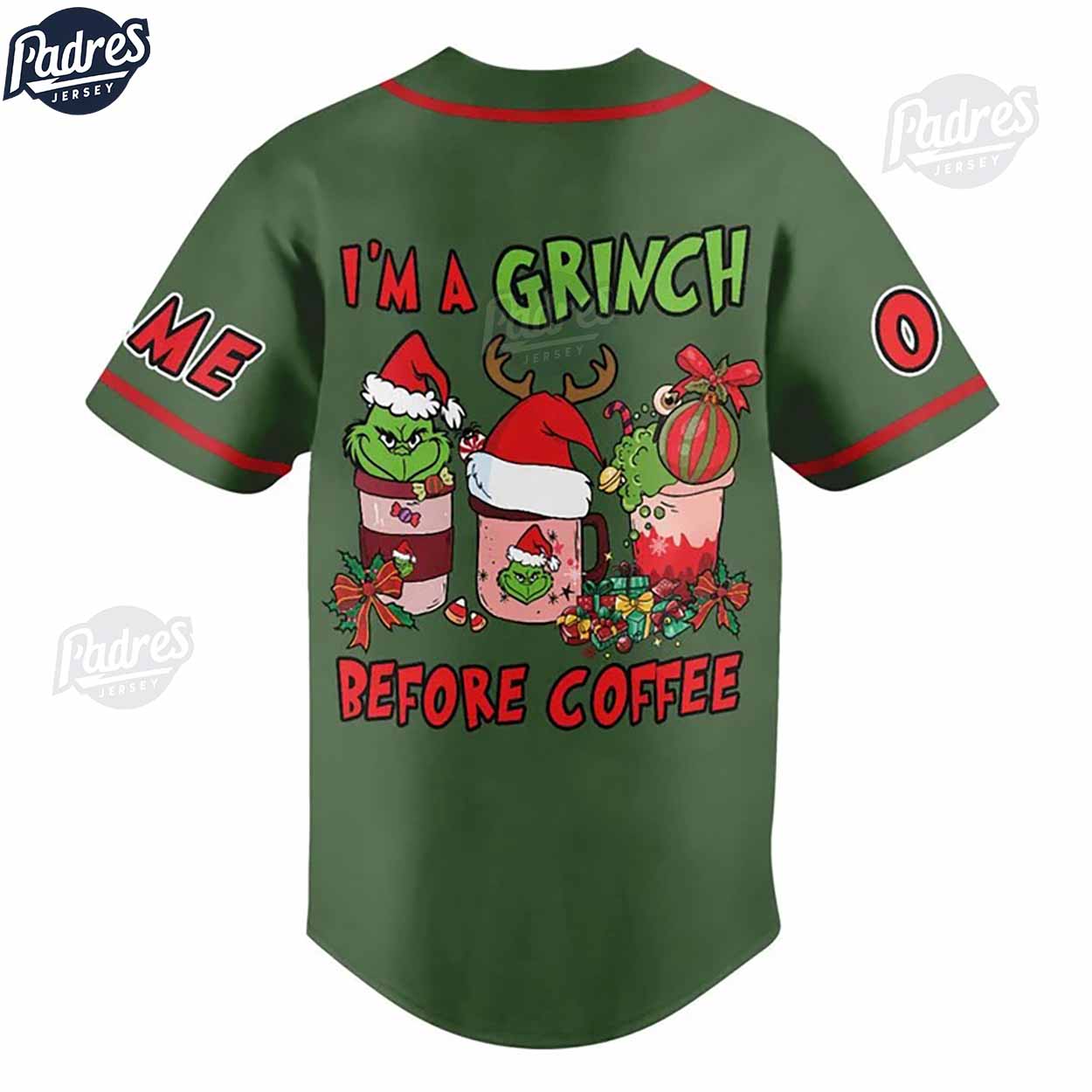 Custom Fuckoffe I’m A Grinch Before Coffee Baseball Jersey - Padres Jersey Oasis: Elevate Your Baseball Style Game