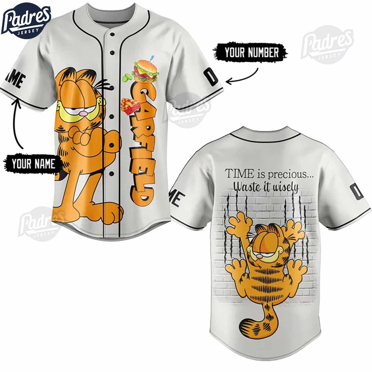 Custom Garfield Baseball Jersey - Padres Jersey Oasis: Elevate Your Baseball Style Game