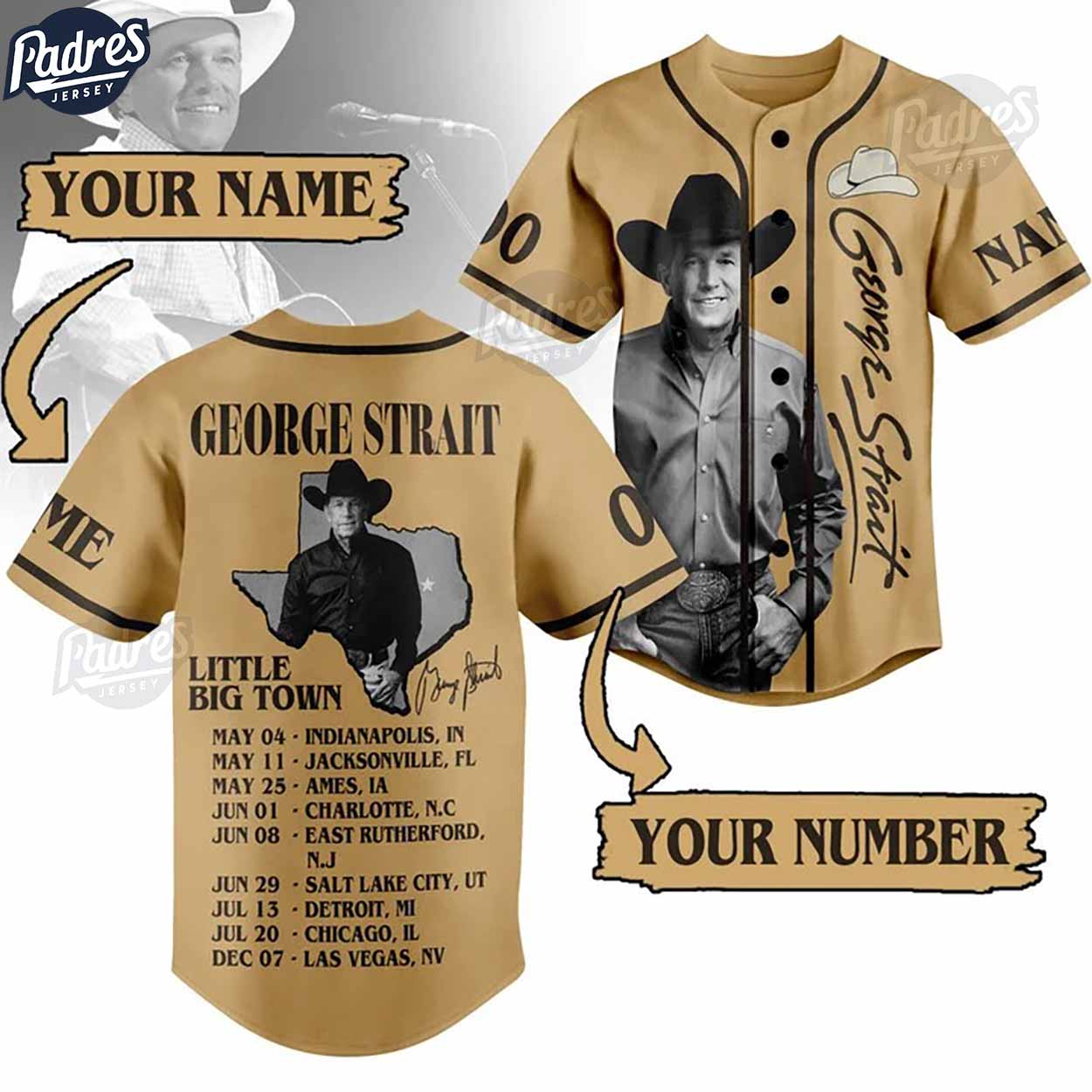 Custom George Strait Little Big Town 2024 Baseball Jersey - Padres Jersey Oasis: Elevate Your Baseball Style Game