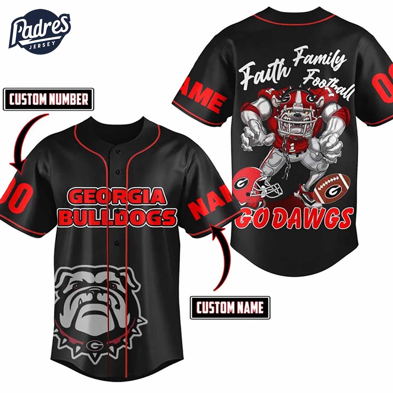 Custom Georgia Bulldogs NCAA Football Baseball Jersey - Padres Jersey Oasis: Elevate Your Baseball Style Game