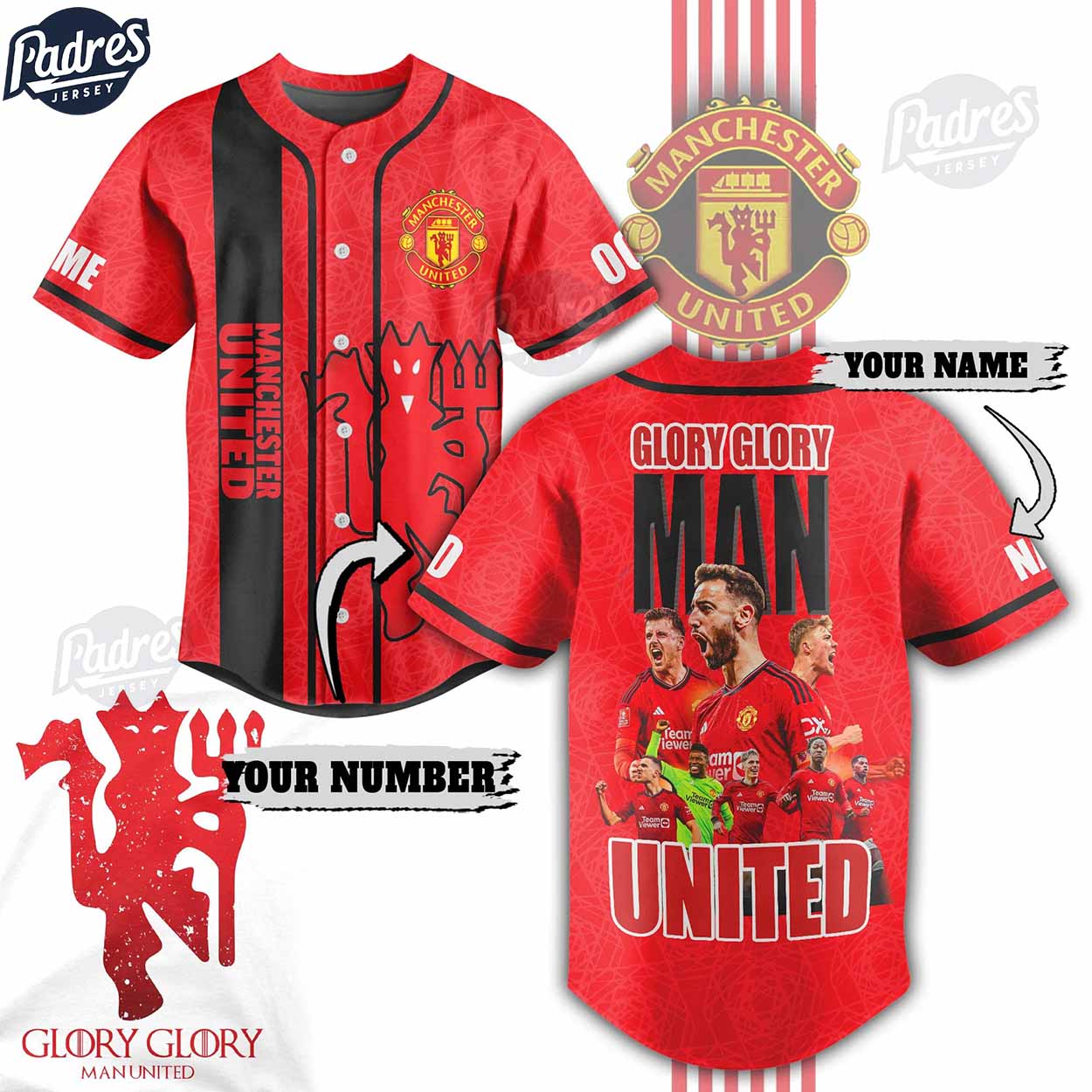 Custom Glory Glory Man United Baseball Jersey Style - Padres Jersey Oasis: Elevate Your Baseball Style Game