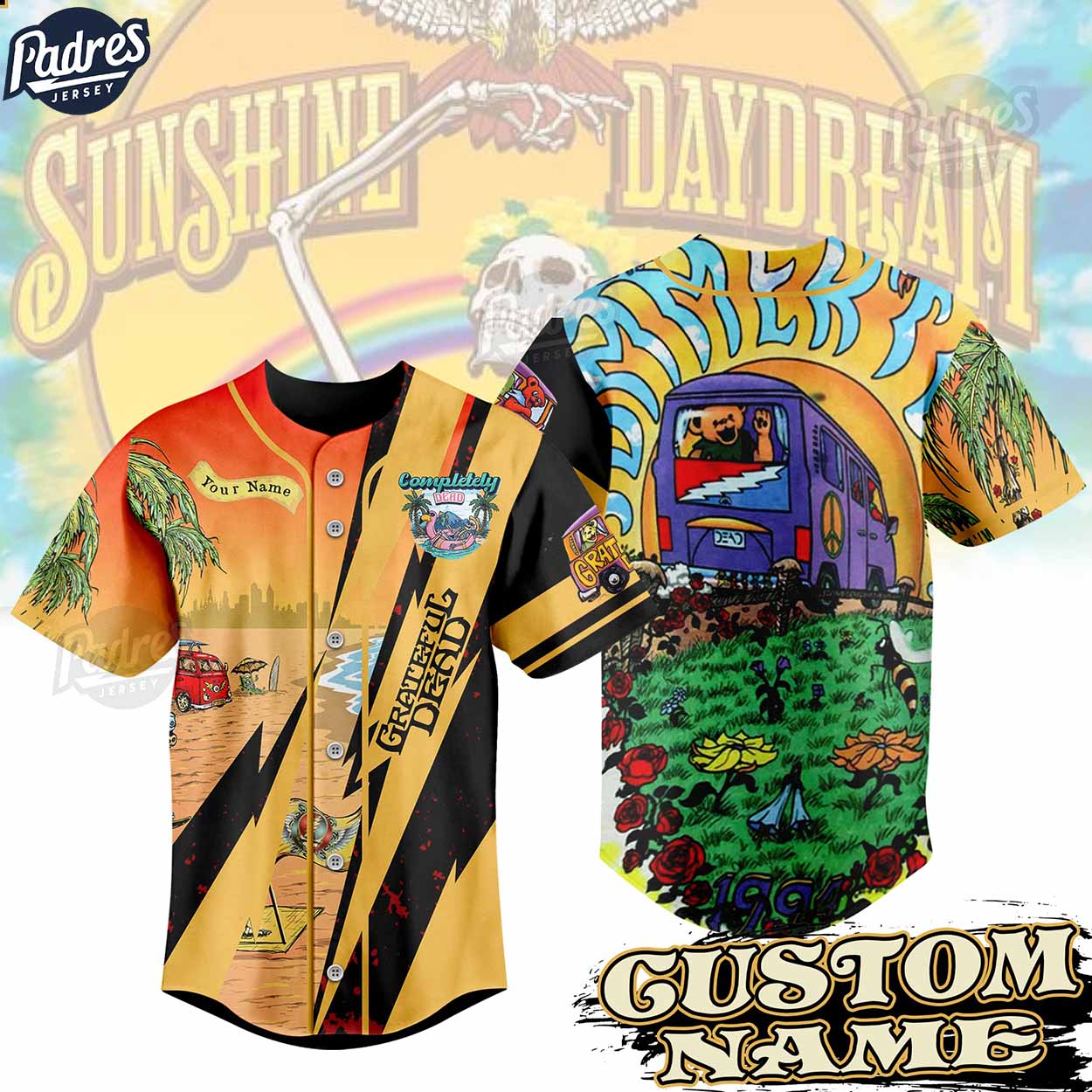 Custom Grateful Dead Sunshine Daydream Baseball Jersey - Padres Jersey Oasis: Elevate Your Baseball Style Game