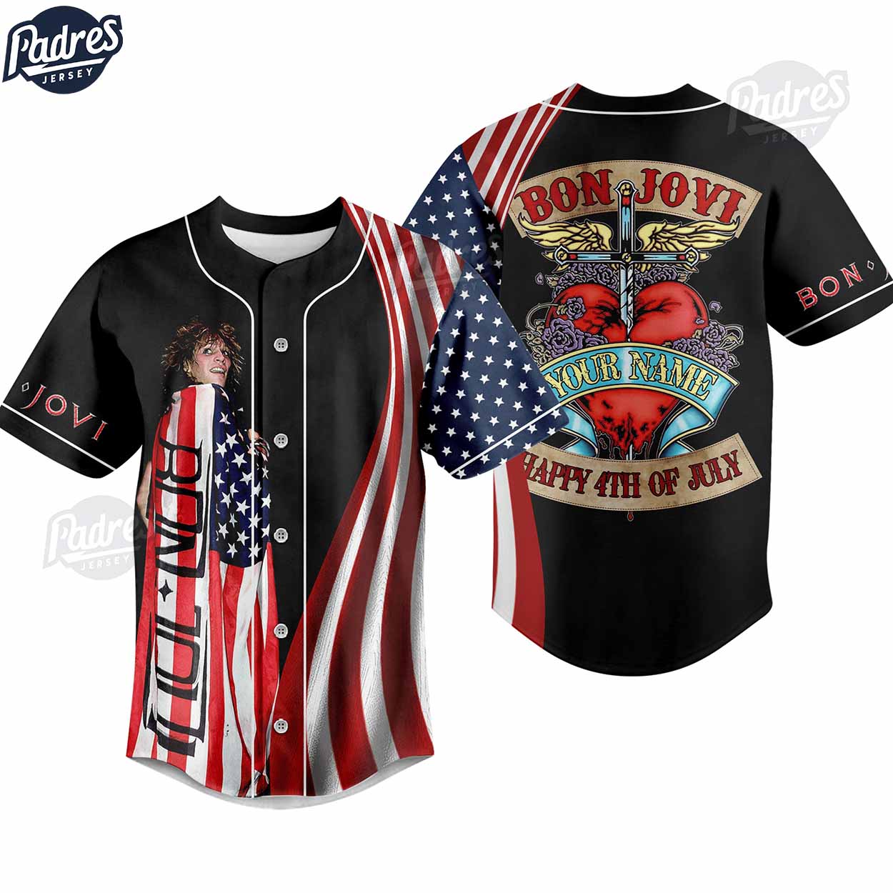 Custom Happy 4th Of July Bon Jovi Baseball Jersey - Padres Jersey Oasis: Elevate Your Baseball Style Game