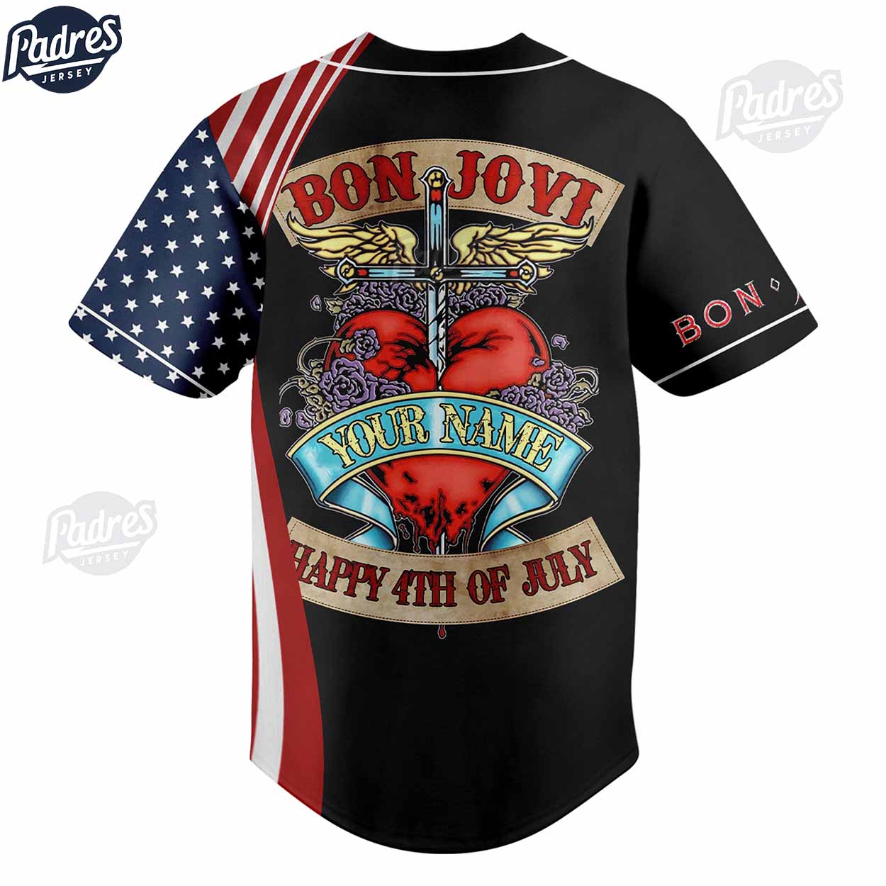 Custom Happy 4th Of July Bon Jovi Baseball Jersey - Padres Jersey Oasis: Elevate Your Baseball Style Game