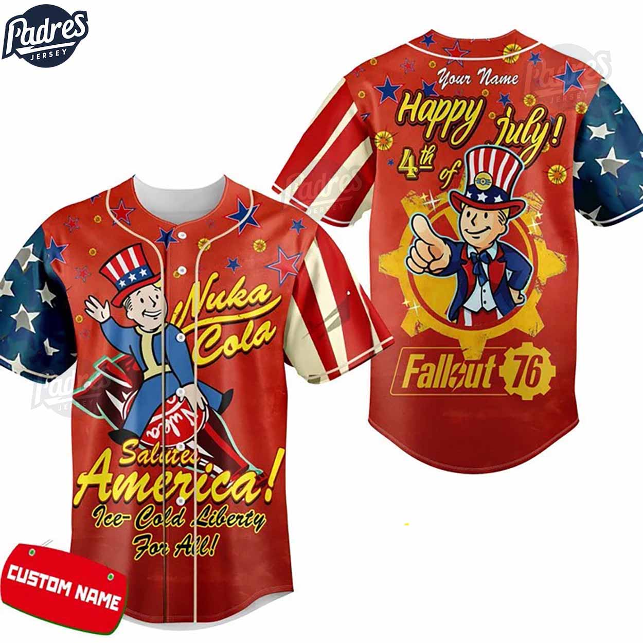 Custom Happy 4th Of July Fallout Baseball Jersey - Padres Jersey Oasis: Elevate Your Baseball Style Game