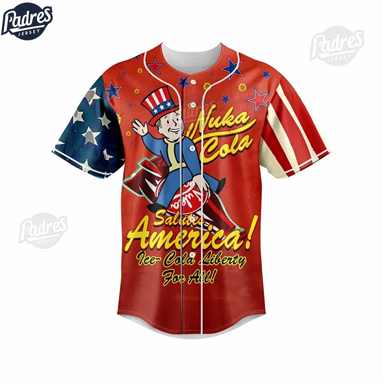 Custom Happy 4th Of July Fallout Baseball Jersey - Padres Jersey Oasis: Elevate Your Baseball Style Game