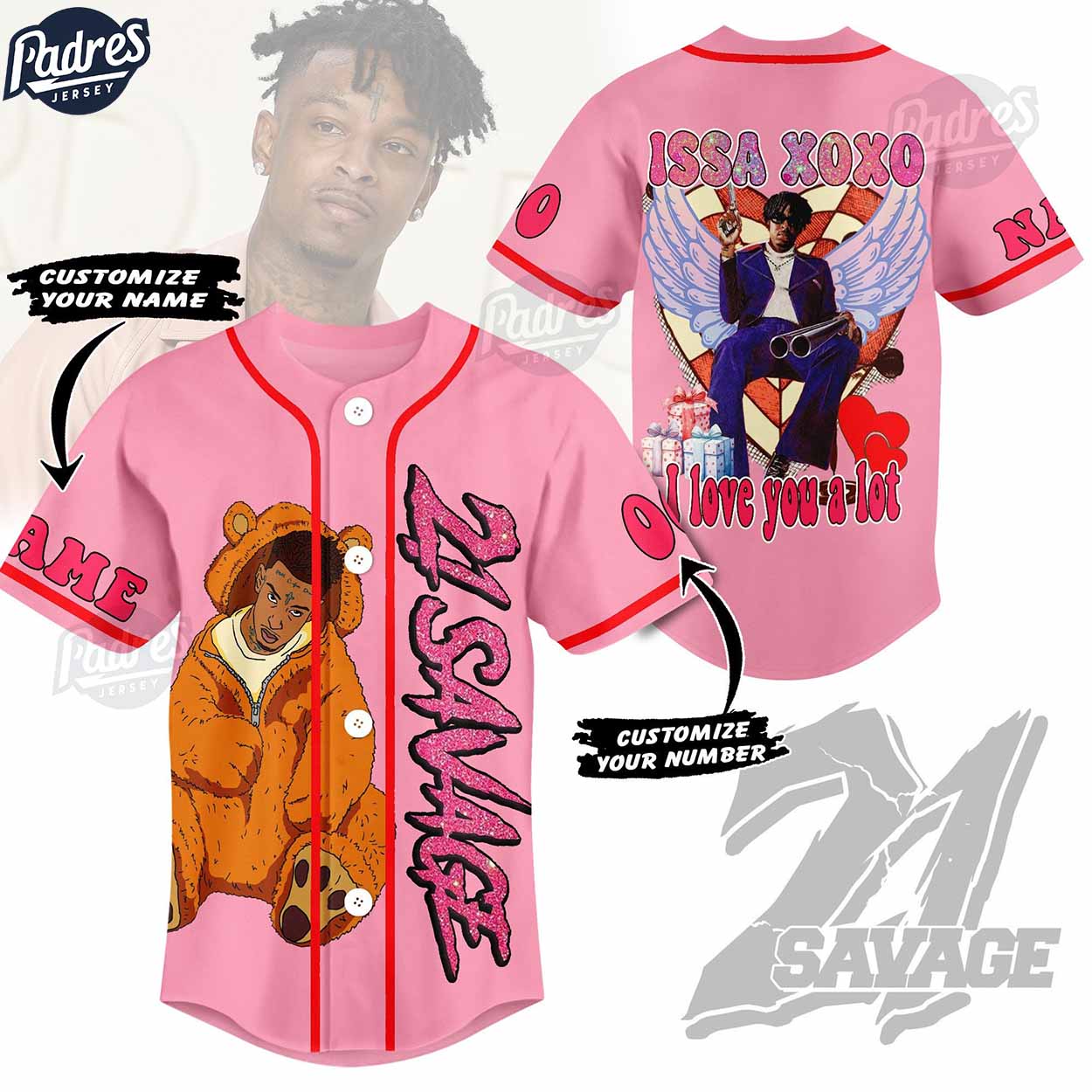 Custom Happy Valentine 21 Savage Baseball Jersey - Padres Jersey Oasis: Elevate Your Baseball Style Game