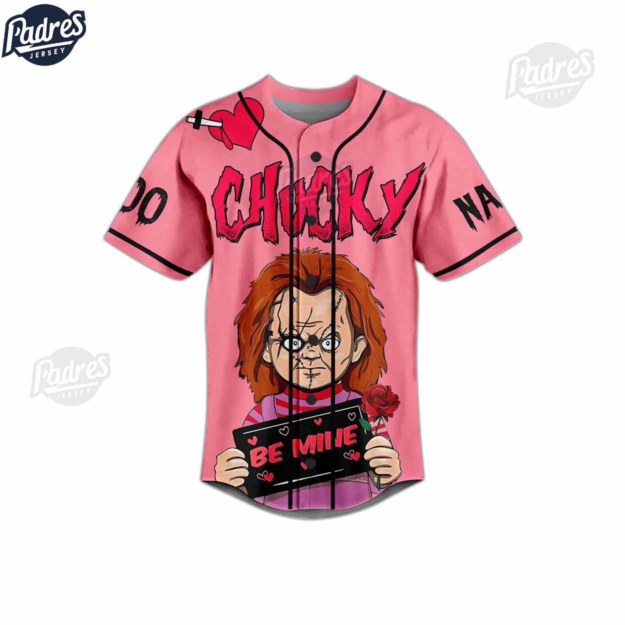 Custom Happy Valentine Chucky Wanna Play Baseball Jersey - Padres Jersey Oasis: Elevate Your Baseball Style Game