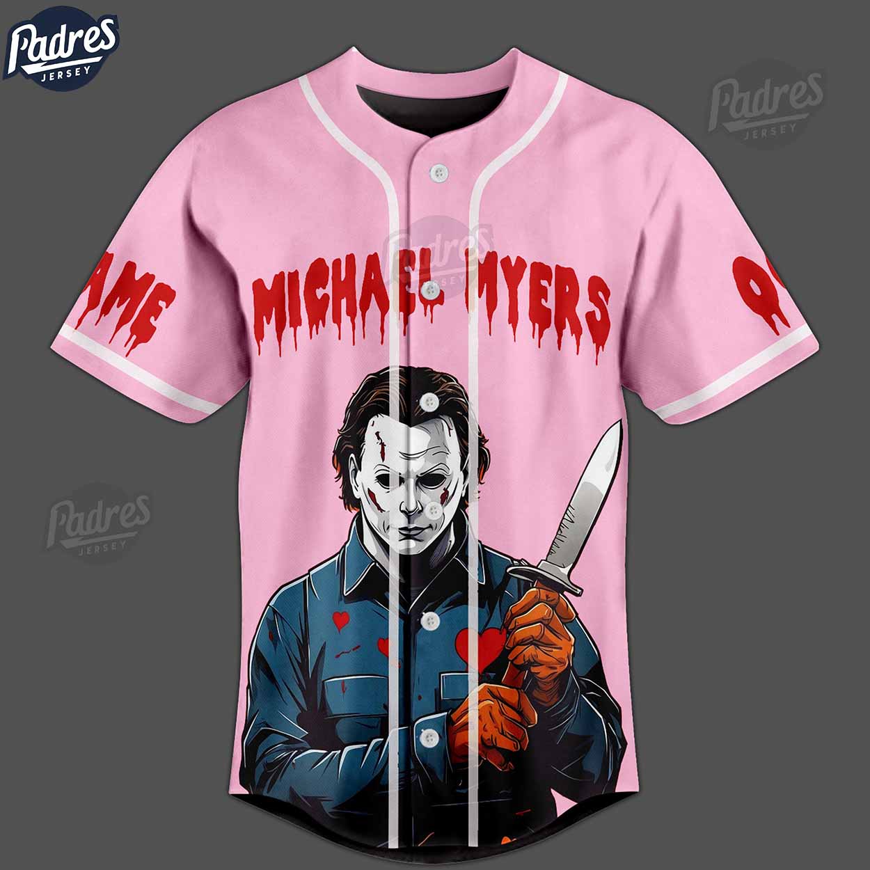 Custom Happy Valentine Michael Myers Baseball Jersey - Padres Jersey Oasis: Elevate Your Baseball Style Game